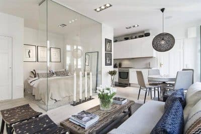 Small studio in Stockholm: successfully transformed a small space in apartment