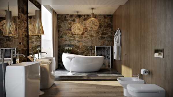 Modern Bathroom by Paul Vetrov: Wood, Stone and Shadows