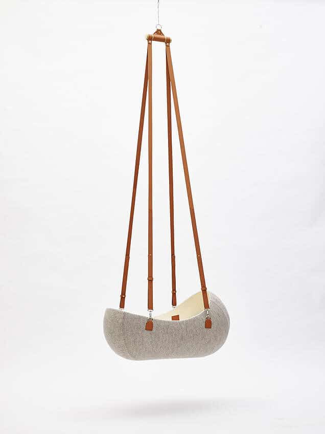 Little Nest- a hanging cradle made from felt and leather