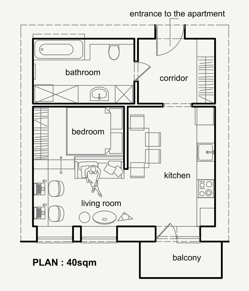 40 sqm apartment with modern and unique design for a young family (4)