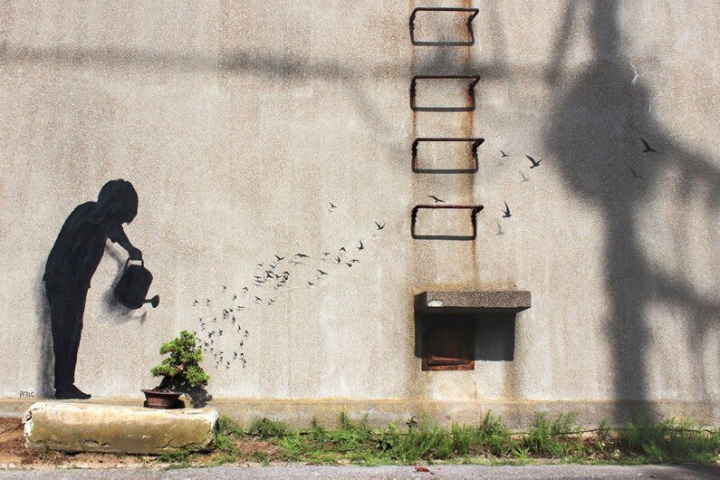 Paintings by Spanish street artist Pejac Tokyo, Seoul and Hong Kong (4)