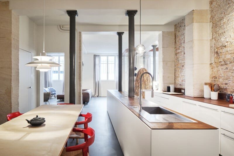 kitchen, dining area