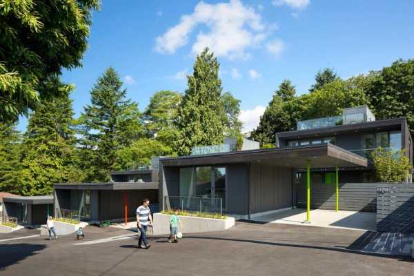 Set of Three Houses Built in a Quiet Park in North Vancouver