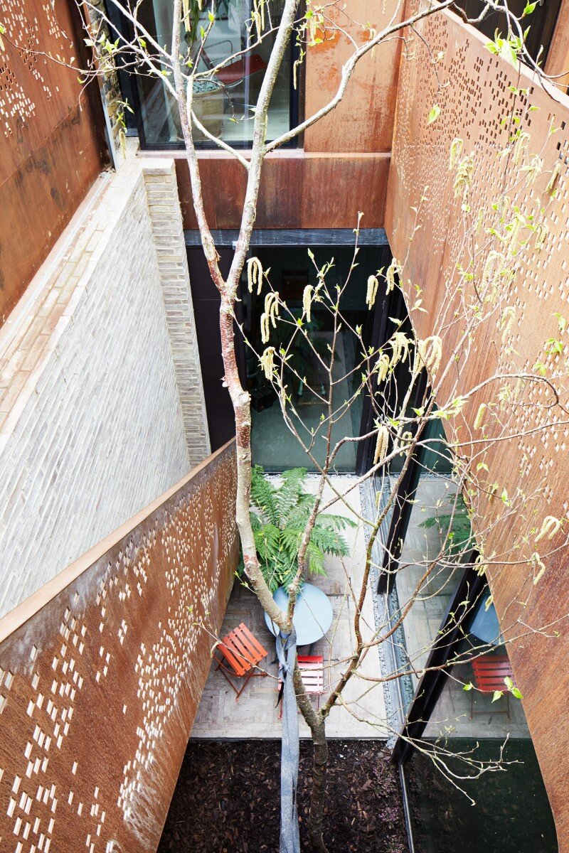 London House - family home formed of two sculptural volumes of weathering steel (18)