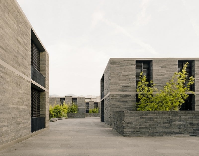 Apartment buildings surrounded by a water garden and wild landscape (3)