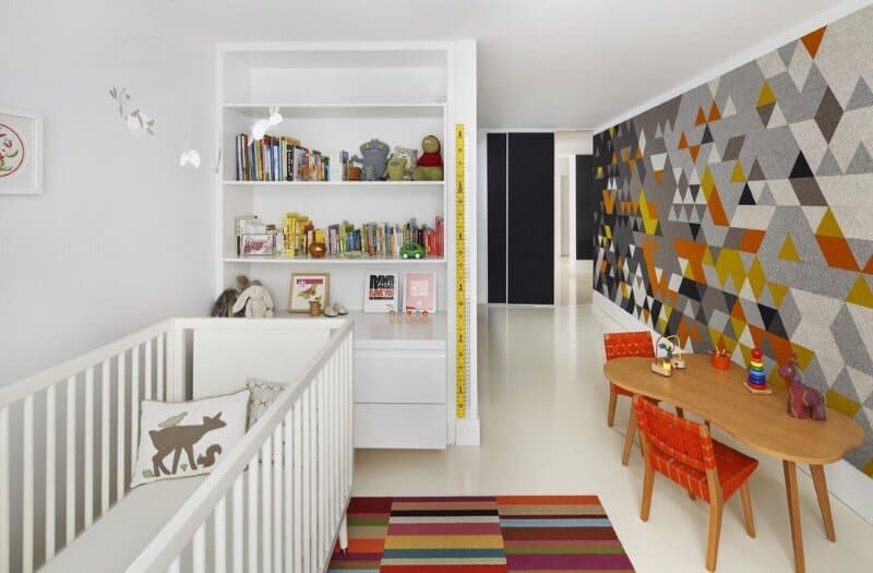 Harrison Avenue apartment with a colorful panelized felt wall (7)