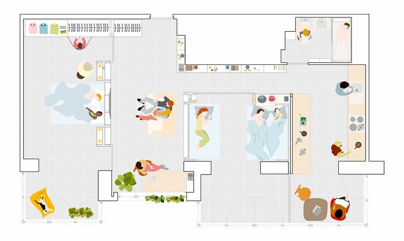 Movable wall partitions for a adaptable home La Casa de Maria José y Enrique (16)