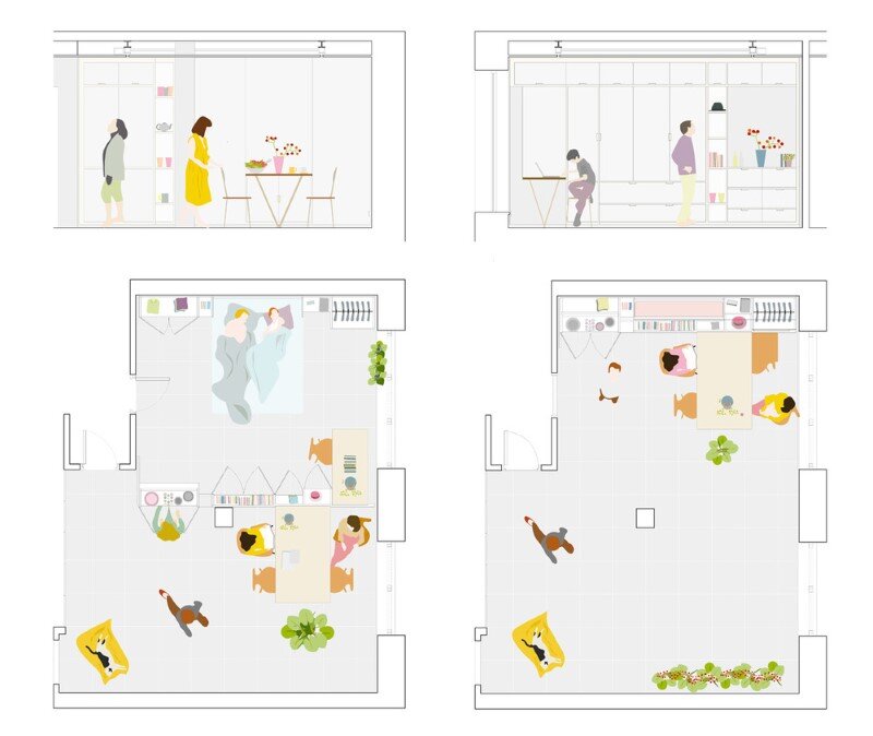 Stella House - optimal use of space by using a motorized movable wall (12)