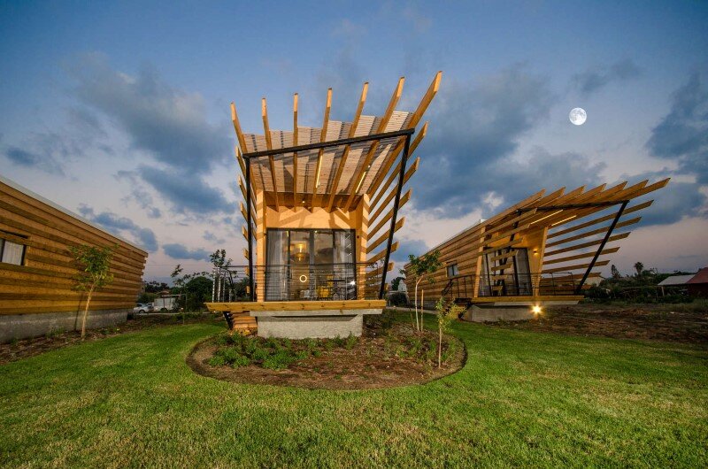 Wooden huts built with prefabricated elements (10)