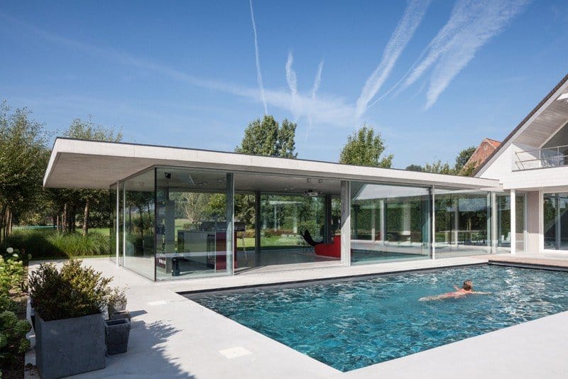 Glass And Concrete Pool House In Belgium (1)