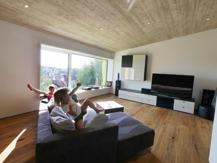 This German Family House is a Black Cuboid Supported by Glass Walls (7)