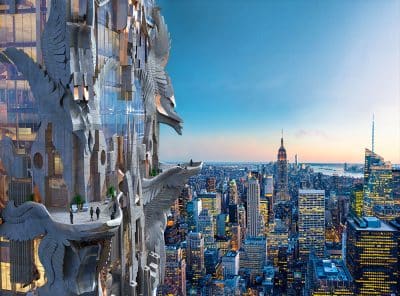 Stunning New York Skyscraper with Highly Decorative Carved Stone Facade
