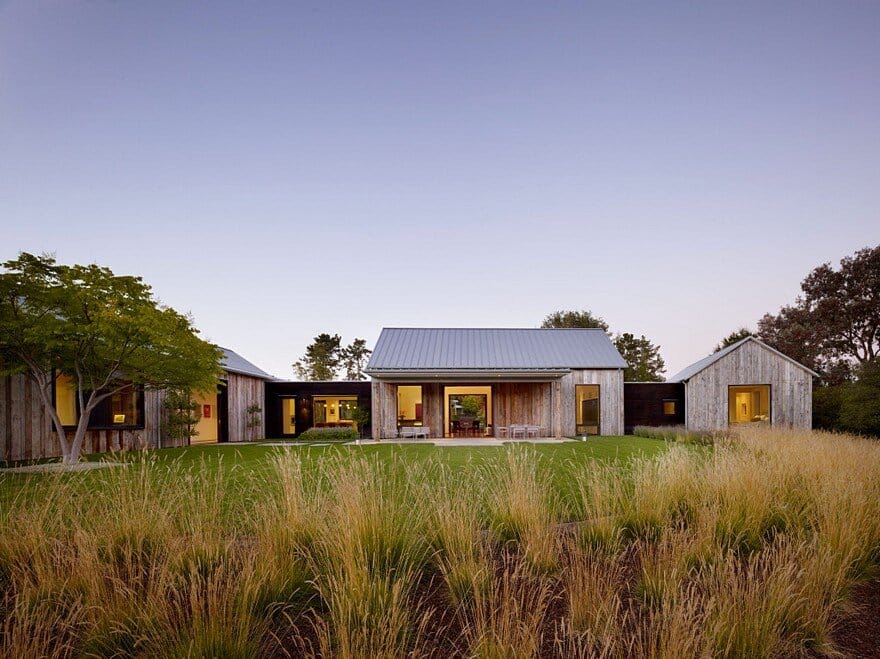 Portola Valley Barn Featuring a Rustic Exterior in Contrast with Contemporary Interior