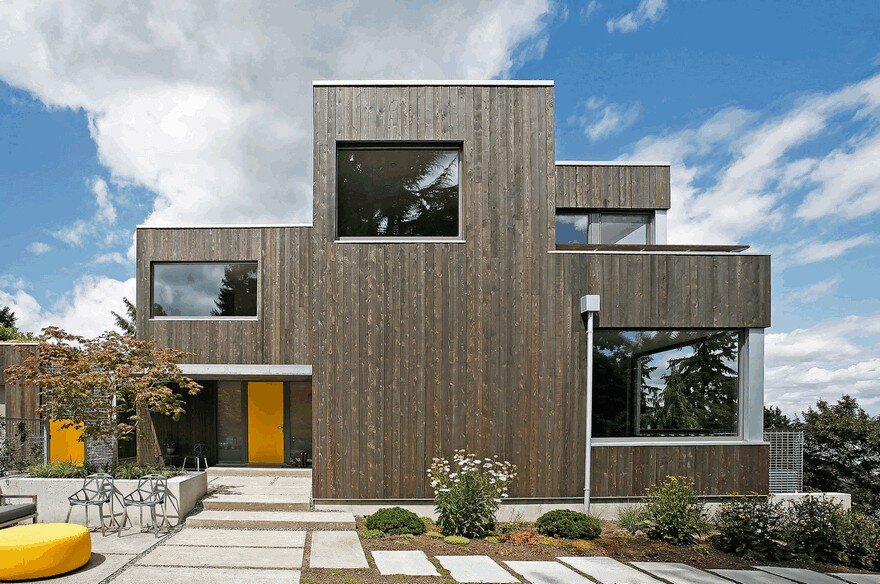 Energy Efficient Home Built on a Steep Slope Lot with Sweeping Views of Lake Washington