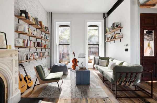 Brooklyn Family Home with a Distinct Industrial Aesthetic , living room