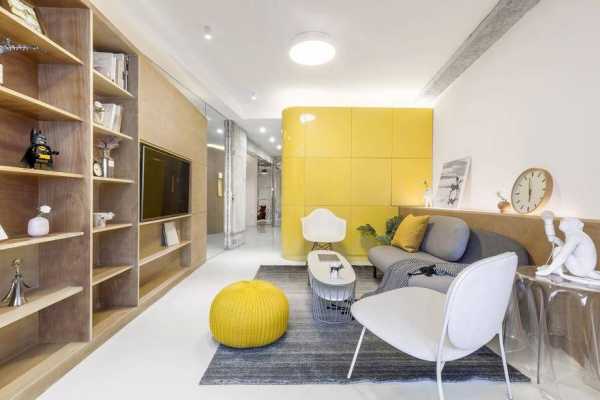 Economical Residence in Shanghai , basic interface of the livingroom are formed by box for entertainment and kitchen box