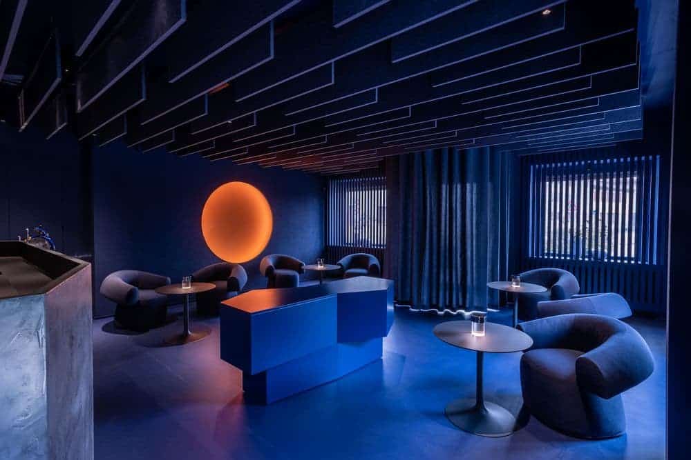 The "Blue Lounge" of the 2 Michelin Stars Restaurant Agli Amici 1887