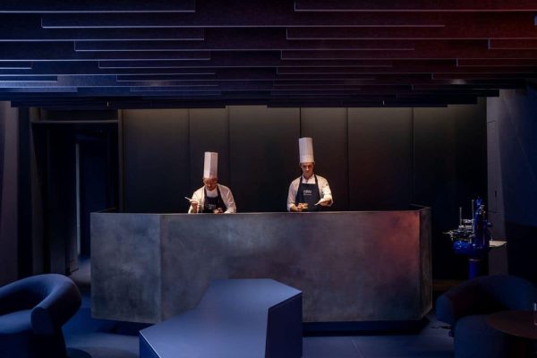 The "Blue Lounge" of the 2 Michelin Stars Restaurant Agli Amici 1887