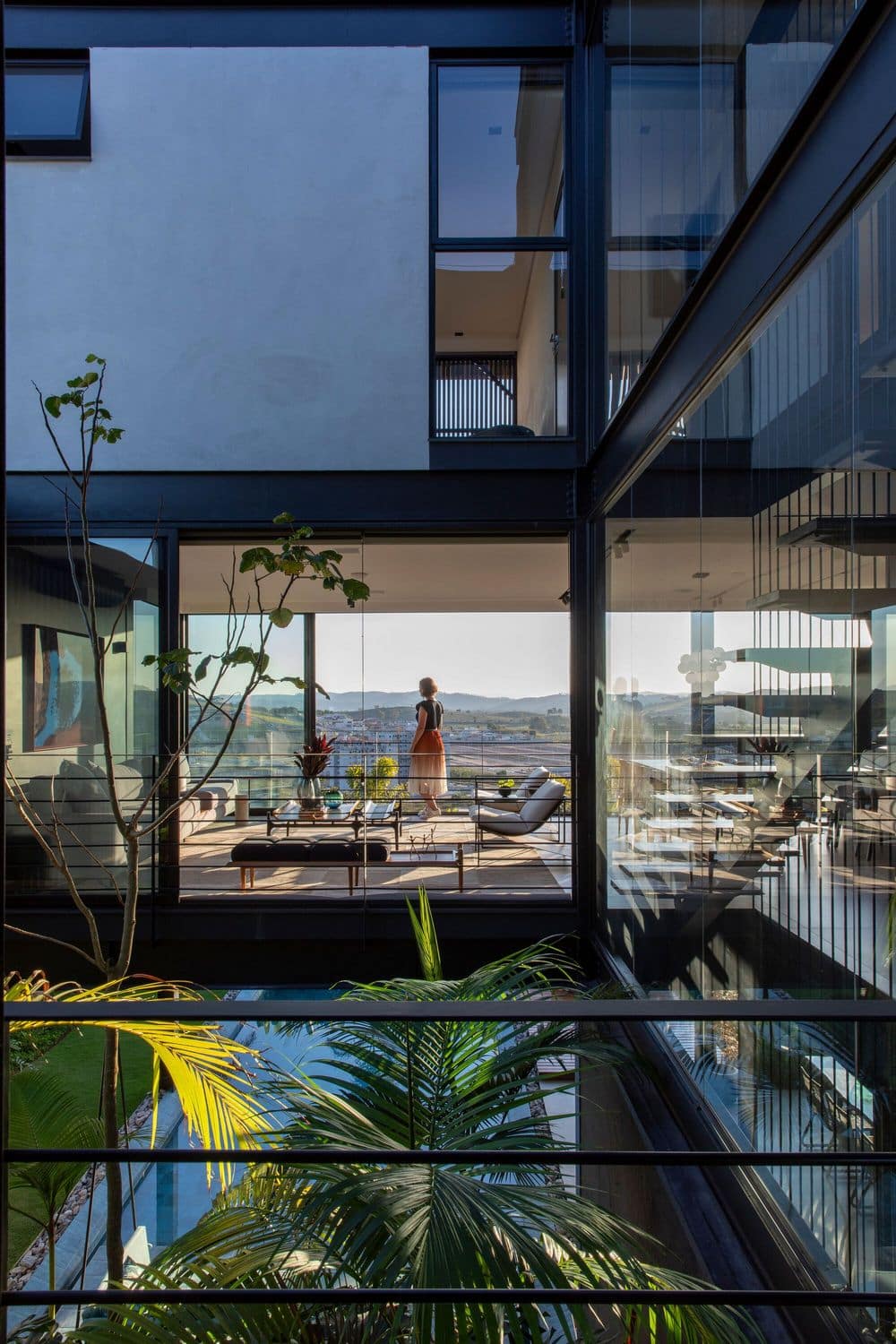 interiors, stairs, metallic structure, Sonne Müller Arquitetos