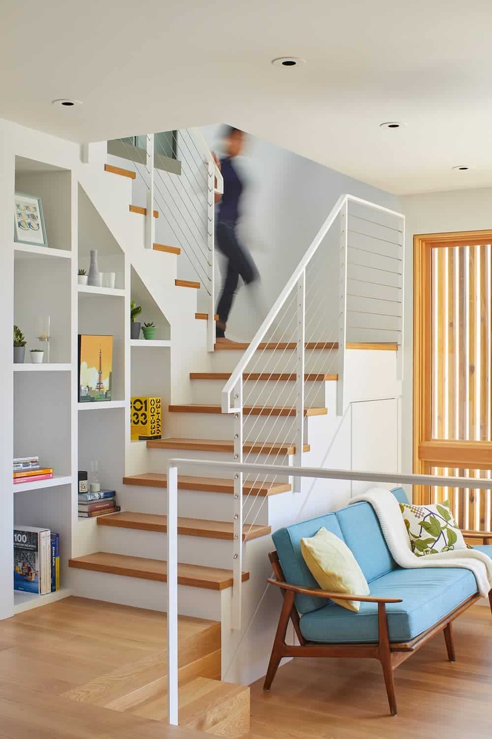 stairs, San Francisco terrace house, mid-century modern