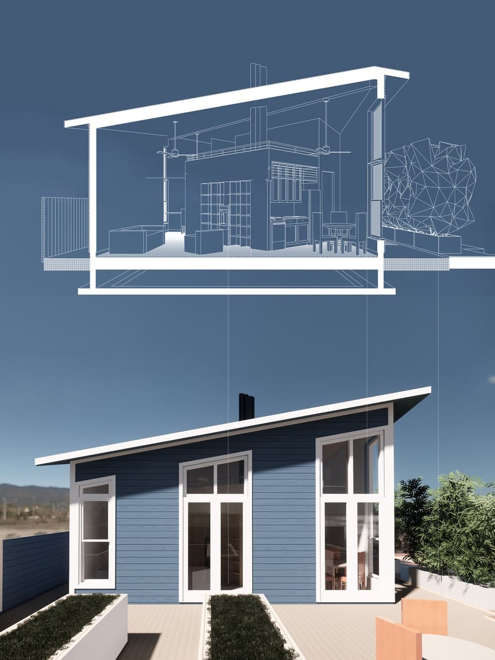 plan, facade, section