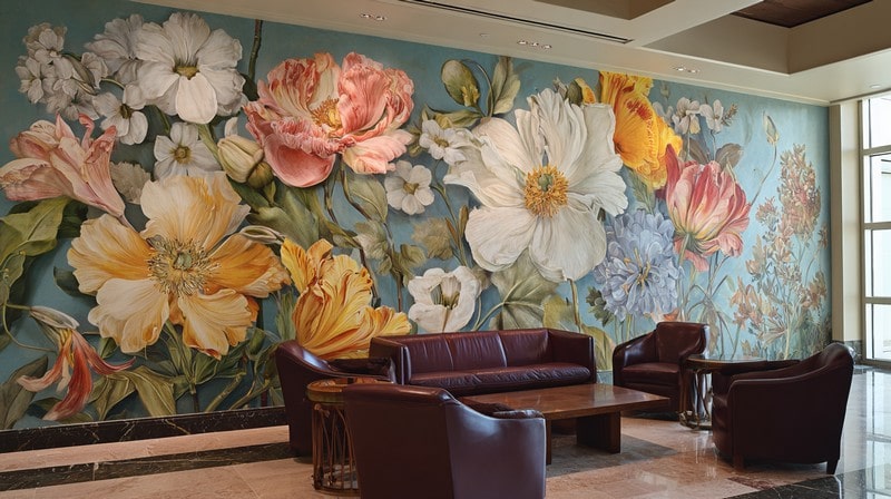 Flower Wall Mural Painting - Garden Beauty Indoors