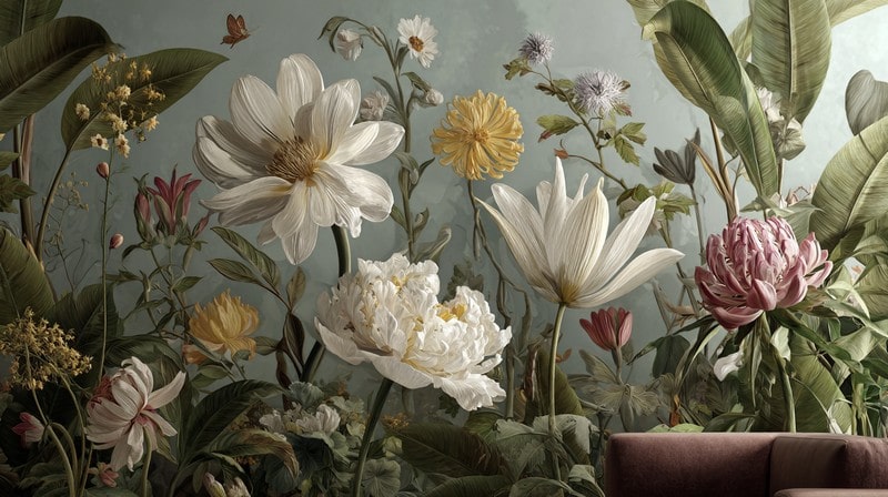Flower Wall Mural Painting - Garden Beauty Indoors